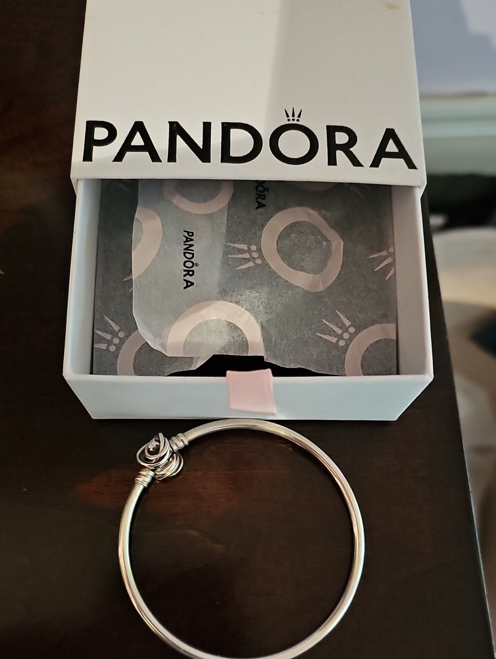 Pandora Silver Knot Clasp Bangle Bracelet
